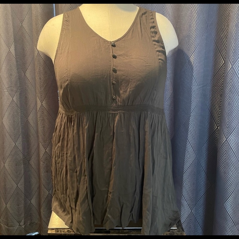Torrid OLIVE GREEN STRETCH CHALLIS BABYDOLL TUNIC TANK Size 4X